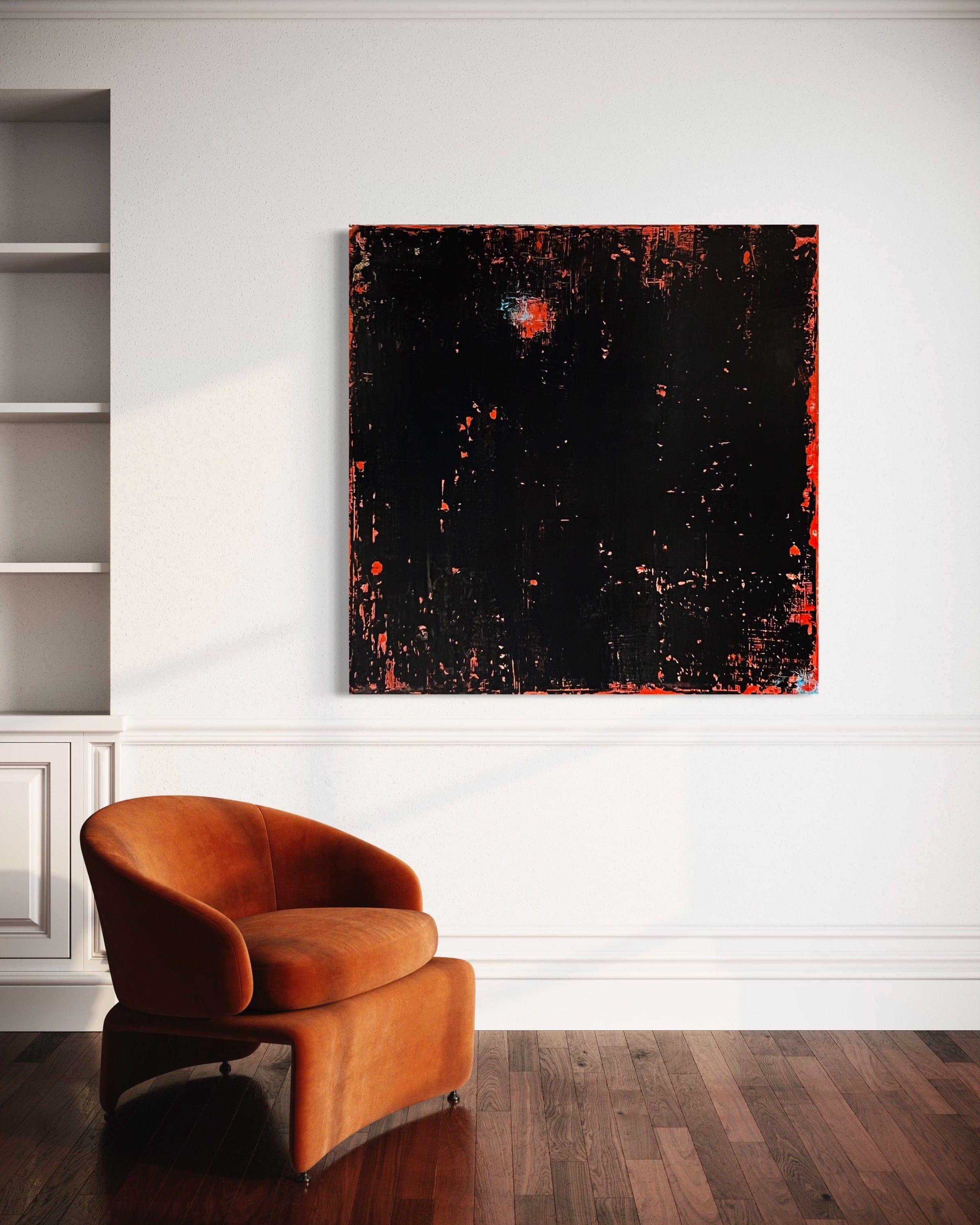 Robert Tillberg Peeling Black On Red| 48"x48"