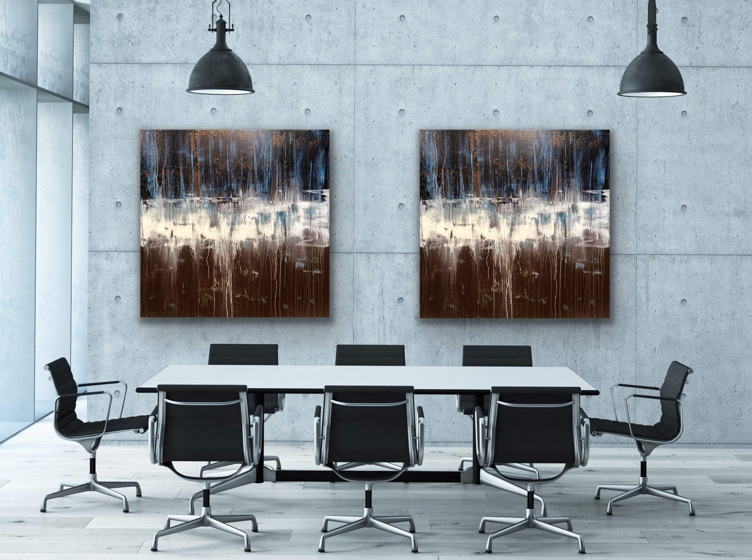 Big Blue & Brown | 96"x48" Diptych