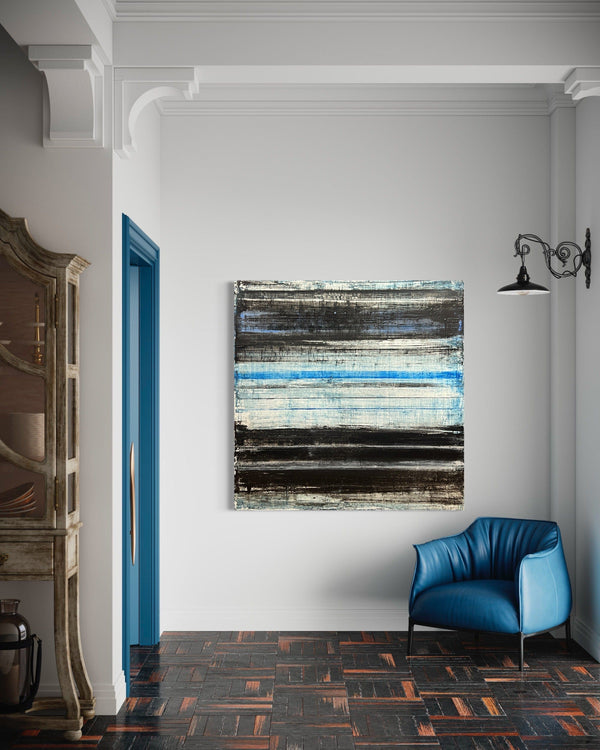 Robert Tillberg Old Black, Blue, & White Stripes | 48"x48"