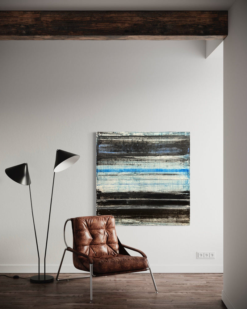 Robert Tillberg Old Black, Blue, & White Stripes | 48"x48"