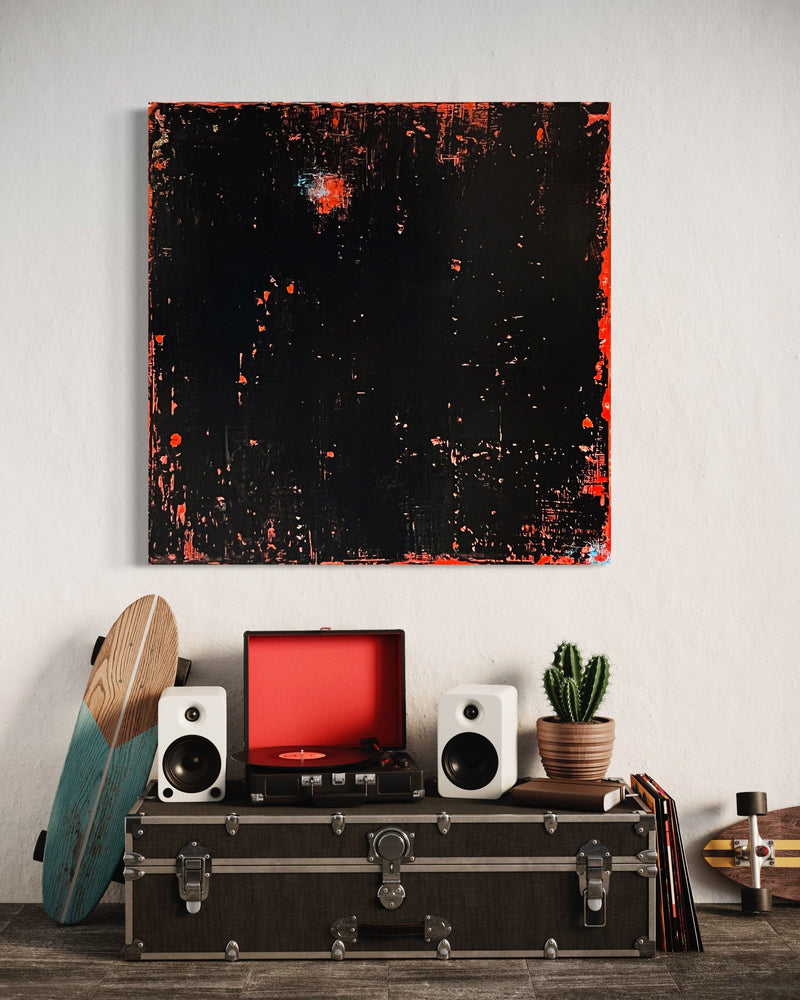 Robert Tillberg Peeling Black On Red| 48"x48"