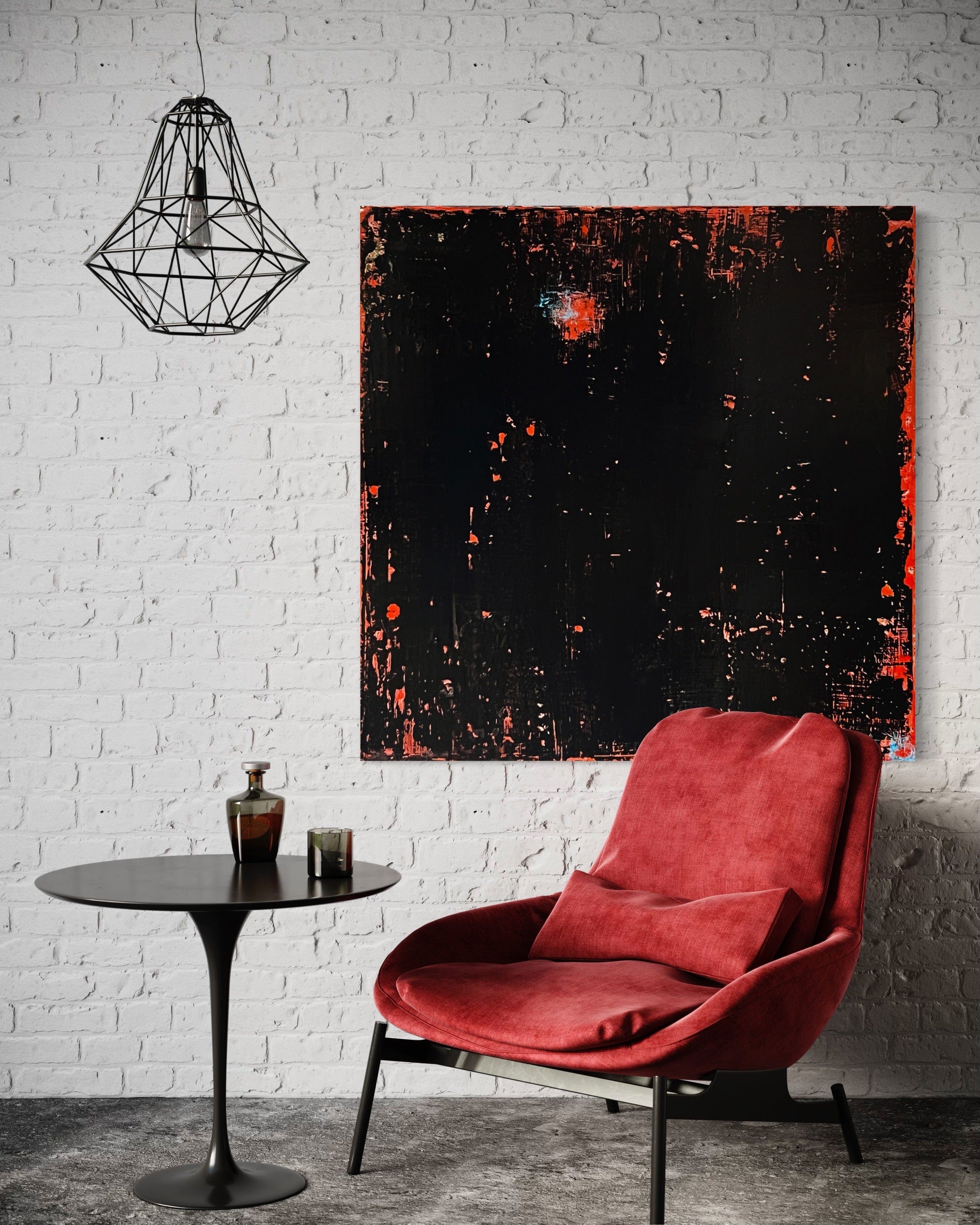 Robert Tillberg Peeling Black On Red| 48"x48"
