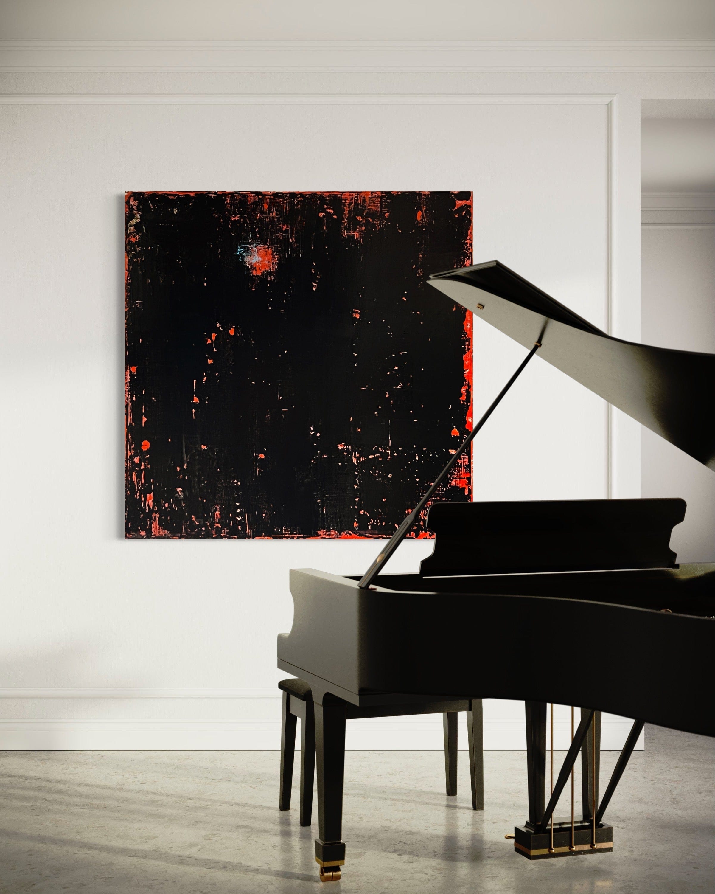 Robert Tillberg Peeling Black On Red| 48"x48"