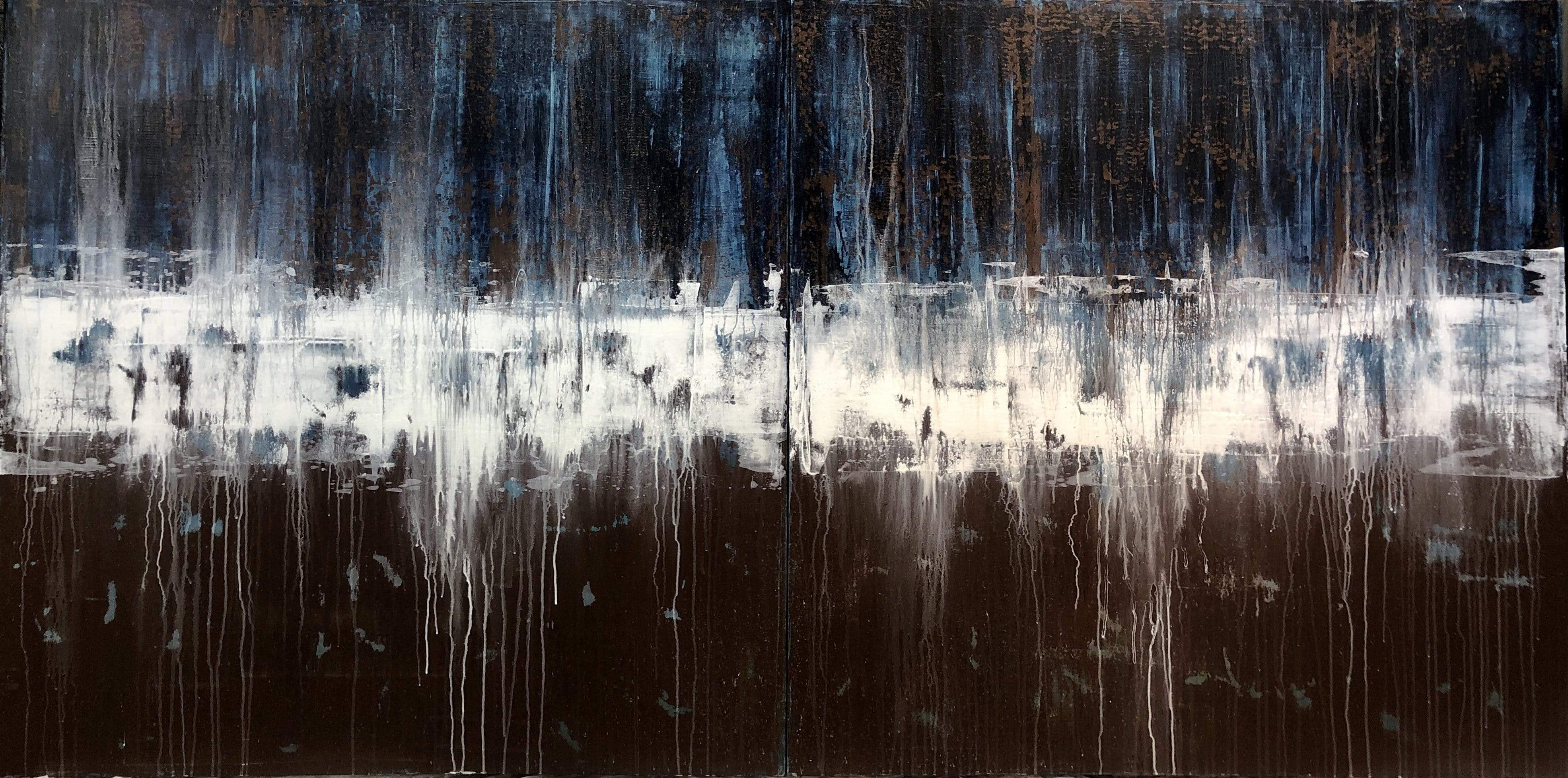 Big Blue & Brown | 96"x48" Diptych