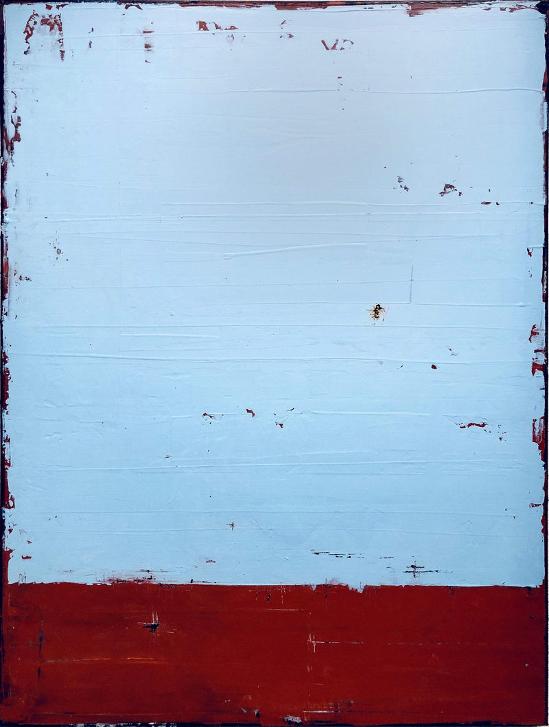 Robert Tillberg Weathered Pale Blue On Red | 36"x48"