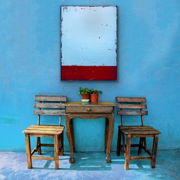 Robert Tillberg Weathered Pale Blue On Red | 36"x48"